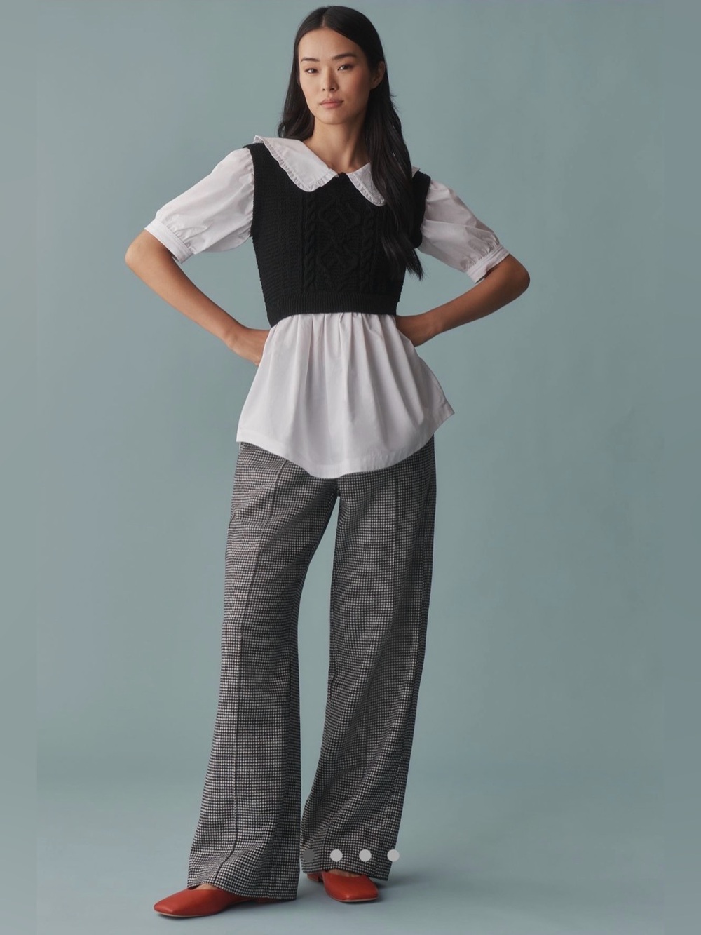 NWOT Anthropologie Maeve Peter Pan Collar Twofer Sweater Top